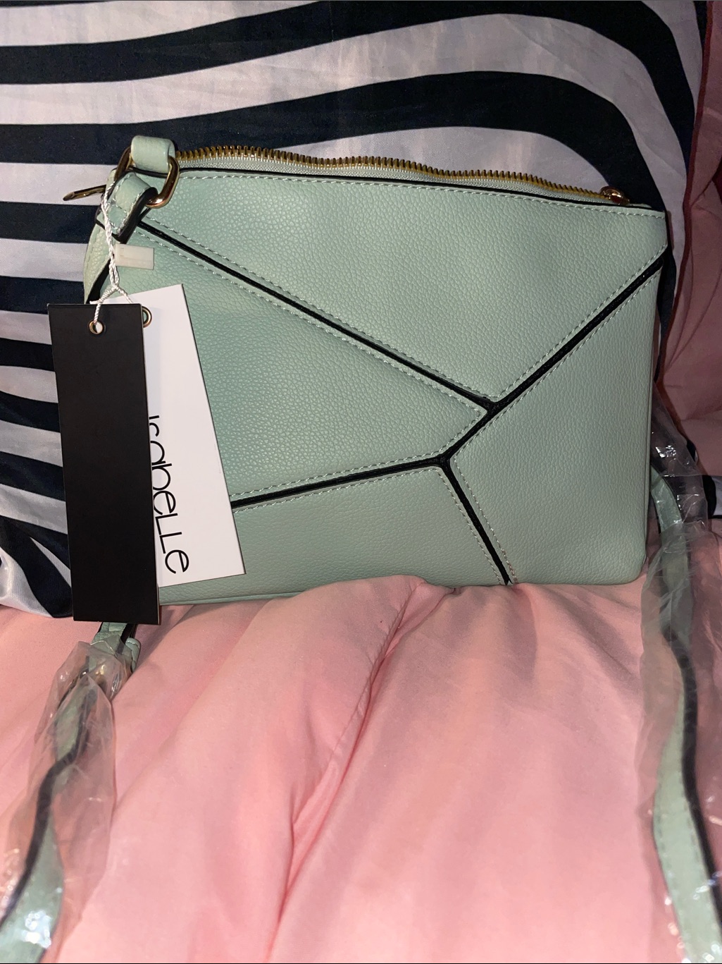 Isabelle Mint Geometric Crossbody Bag